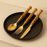 Couverts en inox et poignée en bambou - Purcook