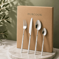 Couverts Inox Luxe Design Marbre - Service Élégant - Purcook