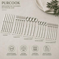 Couverts Inox Luxe Design Marbre - Service Élégant - Purcook