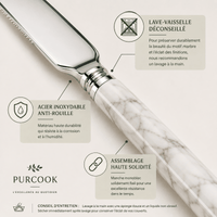 Couverts Inox Luxe Design Marbre - Service Élégant - Purcook