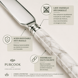 Couverts Inox Luxe Design Marbre - Service Élégant - Purcook