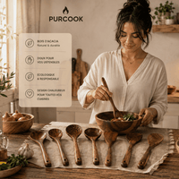 Cuillère Bois Naturel - Ustensile Cuisine Sain - Purcook