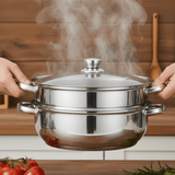 Cuiseur vapeur à 2 couches, marmite à vapeur 27cm. - Purcook casserole en inox purcook alternative a lecreuset, cristel, atma, ikea, debuyer, saine, amazon, cdiscount, mathon, scandvie, 