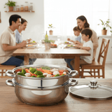 Cuiseur vapeur à 2 couches, marmite à vapeur 27cm. - Purcook casserole en inox purcook alternative a lecreuset, cristel, atma, ikea, debuyer, saine, amazon, cdiscount, mathon, scandvie, 