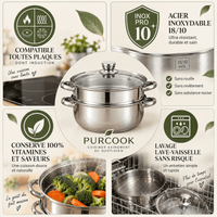 Cuiseur Vapeur Inox 2-en-1 | Marmite & Panier Vapeur - Purcook