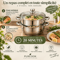 Cuiseur Vapeur Inox 2-en-1 | Marmite & Panier Vapeur - Purcook