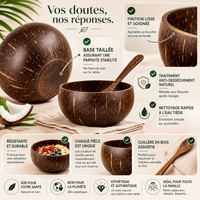 Ensemble Bol Noix Coco & Cuillères Bois - Set Écologique - Purcook