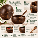 Ensemble Bol Noix Coco & Cuillères Bois - Set Écologique - Purcook