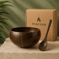 Ensemble Bol Noix Coco & Cuillères Bois - Set Écologique - Purcook
