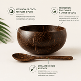 Ensemble Bol Noix Coco & Cuillères Bois - Set Écologique - Purcook