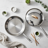 Kit Cuisine Complète Inox - Poêle 7 plis + Marmite couvercle bois
