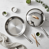 Kit Cuisine Complète Inox | Poêle Professionnelle 7 Plis + Marmite Couvercle Bois - Purcook
