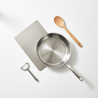 Kit Débutant Cuisine Saine | Poêle Inox 24cm + Planche + Ustensiles Bois - Purcook
