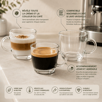 Lot 6 Tasses Café Verre 120ml - Expresso - Purcook