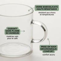 Lot 6 Tasses Café Verre 120ml - Expresso - Purcook