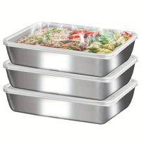 Lot de 3 Boîtes Alimentaires Inox Hermétiques - Empilables avec Couvercles Transparents - Purcook casserole en inox purcook alternative a lecreuset, cristel, atma, ikea, debuyer, saine, amazon, cdiscount, mathon, scandvie, ninja