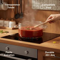 Marmite en Verre Borosilicate 1,6L - Cuisson Saine Sans Toxines - Purcook