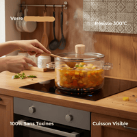 Marmite en Verre Borosilicate 1,6L - Cuisson Saine Sans Toxines - Purcook