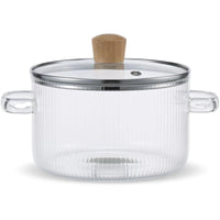 Marmite en Verre Borosilicate et bois- Cuisson Saine - Purcook