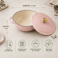 Marmite Hollandaise en Fonte Émaillée Rose 21cm - Purcook