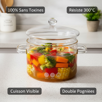 Marmite Verre Borosilicate 1,3L Double Poignées