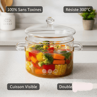 Marmite Verre Borosilicate Double Poignées - Cuisson Saine - Purcook