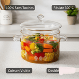 Marmite Verre Borosilicate Double Poignées - Cuisson Saine - Purcook