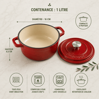 Mini Cocotte en Fonte Émaillée 1L Individuelle Colorée - Purcook