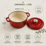 Mini Cocotte en Fonte Émaillée 1L Individuelle Colorée - Purcook