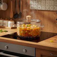 Marmite en verre avec couvercle.