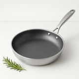 Poêle en inox, nid d'abeille.