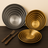 Assiettes plates en inox