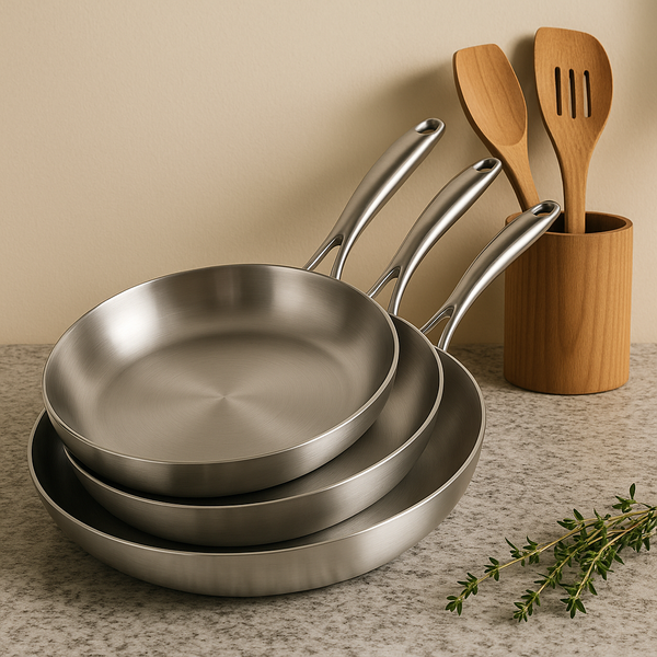 Poêle en inox saine ,par set de 2,3 pièces