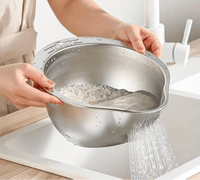 Passoire en inox pour fruits, légumes, riz. - Purcook alternative a lecreuset, cristel, atma, ikea, debuyer, saine, amazon, cdiscount, mathon, scandvie, beko , poele en inox ,mauviel , sauteuse en inox , sauteuse inox , acier inoxydable,  tefal , passoire inox, 