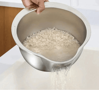 Passoire en inox pour fruits, légumes, riz. - Purcook alternative a lecreuset, cristel, atma, ikea, debuyer, saine, amazon, cdiscount, mathon, scandvie, beko , poele en inox ,mauviel , sauteuse en inox , sauteuse inox , acier inoxydable,  tefal , passoire inox, 