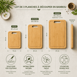 Planche Découper Bois Naturel - 3 Tailles Antibactérienne - Purcook