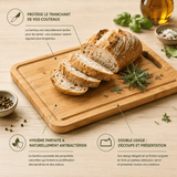 Planche Découper Bois Naturel - 3 Tailles Antibactérienne - Purcook