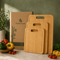Planche Découper Bois Naturel - 3 Tailles Antibactérienne - Purcook