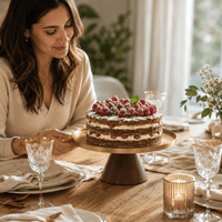 Plateau Présentation Inox Base Bois | Gâteaux Fruits - Purcook