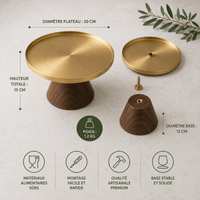 Plateau Présentation Inox Base Bois | Gâteaux Fruits - Purcook