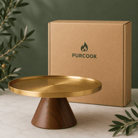 Plateau Présentation Inox Base Bois | Gâteaux Fruits - Purcook