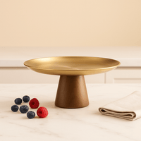 Plateau Présentation Inox Base Bois | Gâteaux Fruits - Purcook