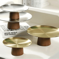 Plateau Présentation Inox Base Bois | Gâteaux Fruits - Purcook