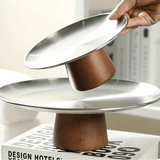 Plateau Présentation Inox Base Bois | Gâteaux Fruits - Purcook