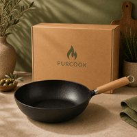 Poêle Fer Forgé Base Bombée - Wok Artisanal - Purcook