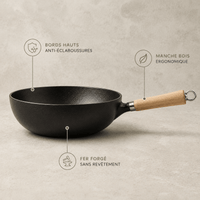 Poêle Fer Forgé Base Bombée - Wok Artisanal - Purcook