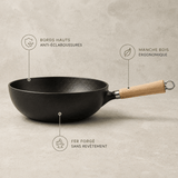 Poêle Fer Forgé Base Bombée - Wok Artisanal - Purcook