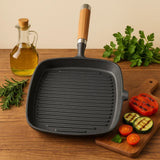 Poêle Grill Fonte Carrée 24cm - Rainures Profondes Sans Revêtement Chimique - Purcook