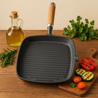 Poêle Grill Fonte Carrée 24cm - Purcook - cuisson saine sans toxines