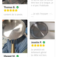Poêle Inox 18/10 Professionnelle 7 Plis - Cuisson Saine Sans Toxines - Purcook